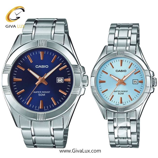 ساعت مچی اورجینال ست کاسیو Casio نقره ای | نقره ای| آبی| کد رفرنس زنانه: LTP-1308D-2AVDF، مردانه: MTP-1308D-2AVDF